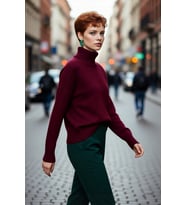 Kadın Oversize Düşük Kol Dik Yaka Uzun Triko Kazak Basic Modern Rahat Kış Günlük Şıklığı Sunar