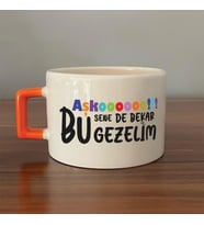 Aşkoooooo Baskılı Turuncu Kulplu C Fincan