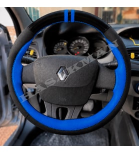 Renault Latitude Dikme Direksiyon Kılıfı Parlak Siyah Mavi Detaylı Mavi Çift Yüzük ve Dikiş 2010-2015