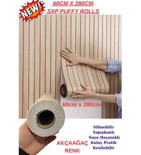 60cm x 280cm 1 Adet Kendinden Yapışkanlı krem Lambiri Desenli Duvar Paneli Kağıdı YG002