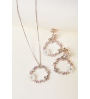 Elika Silver 925 Ayar Gümüş Sedefli Çiçek Kolye ve  Küpe Set