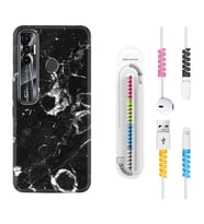 Tecno Spark 6 6 Go 8C 8 Pro 7 7 Pro Kılıf Kablo Koruma Spiral Silikon Black Hole Marble 1387