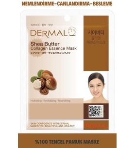 DERMAL Nemlendirici, Canlandırıcı, Besleyici Karite Yağı Özlü Kolajen Maske 23 Gr
