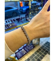 Baget Taşlı Suyolu Gümüş Bileklik 6mm