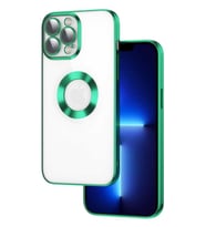 iPhone 13 Pro Kılıf Köşeleri Renkli Şeffaf Kamera Korumalı Silikon Luxury Kapak (Yeşil)