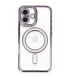 Apple iPhone 16 Plus Kılıf Joke Simli Magneticsafe Kılıf - Derin Mor