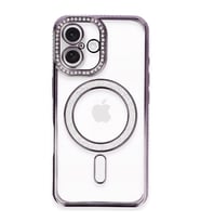 Apple iPhone 16 Plus Kılıf Joke Simli Magneticsafe Kılıf - Derin Mor