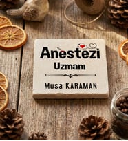 Kişiye Özel Anestezi Uzmanı Bardak Altlığı Tıp Bayramı Hediyesi (Krem)