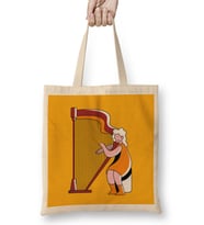 Women Harp Music Art Bez Çanta Uzun Saplı