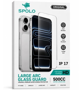 SPOLO iPhone 17 Pro Ekran Koruyucu Large Arc 500CC Full HD Oval Kenarlı Darbe ve Çizilme Koruyucu Ca