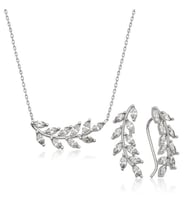 Başak Tasarımlı Zirkon Taş 925 Ayar Gümüş Kadın Set