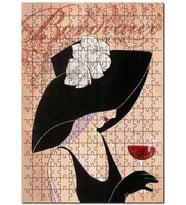 Cakapuzzle Şapkalı Kadın Üzüm Kadeh Görseli Puzzle Yapboz MDF (Ahşap) (120 Parça)