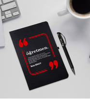 Kişiye Özel Öğretmenler Günü Hediyesi   Siyah Defter Kalem Hediye Seti