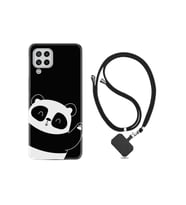 Samsung Galaxy M22 Kılıf Silikon Desen Boyun Askılı Bay Bay Panda 1784