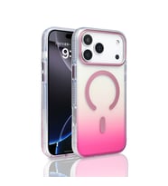 iPhone 17 Pro Max Kılıf M-safe Şarj Özellikli Transparan Renk Geçişli Toros Kılıf (Koyu Pembe)