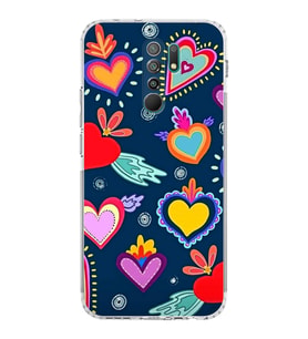 PrintiFy Xiaomi Redmi 9 ile Uyumlu Retro Color 3  Kamera Korumalı Şeffaf  Kılıf