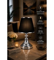 ŞARJ EDİLE BİLİR PİLLİ ABAJUR METAL AYAK KUMAŞ BAŞLIK 35 CM YÜKSEKLİK
