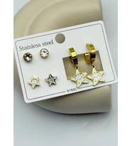 Çelik Gold Taşlı Yıldız 6'lı Küpe - 25-clk76