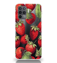 Oppo Reno 5 Lite Uyumlu Çilek Desenli Şeffaf Telefon Kılıfı