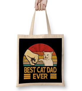 Vintage Best Cat Dad Ever Bump Fit Cat Dad Funny Fathers Day Kedi Bez Çanta Uzun Saplı