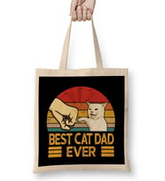 Vintage Best Cat Dad Ever Bump Fit Cat Dad Funny Fathers Day Kedi Bez Çanta Uzun Saplı