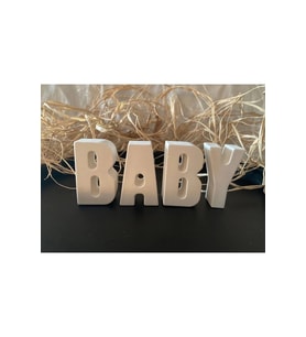 Dekoratif Taş Tozu Harf Baby Yazı (Beyaz)