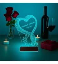 Luvivia Kalp Sevgiliye Hediye Kişiye Özel 3D Lamba - Masa Gece Lambası