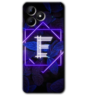 Realme C53 Kılıf HD Desen Baskılı Kılıf - Dark Neon Yaprak E Harfi