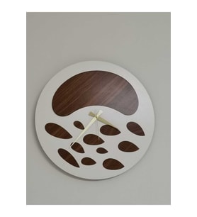 AS TASARIM LAZER NOVA MODEL DUVAR SAATİ 50 x 50 cm (BEYAZ-CEVİZ)