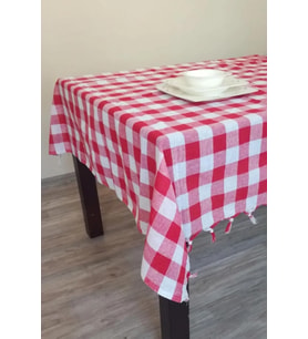 DENİZLİ ÇEYİZ Çok Amaçlı Masa Örtüsü Piknik Örtüsü Sofra Bezi Kırmızı 150x150