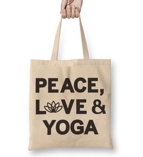 Peace Love & Yoga Bez Çanta Uzun Saplı