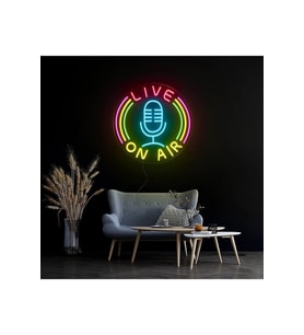 LIVE ON AIR Yazılı ve Şekilli Neon Tabela