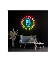LIVE ON AIR Yazılı ve Şekilli Neon Tabela