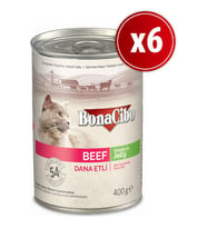 BonaCibo Jöleli Dana Etli Yaş Kedi Maması 400 gr X6 Adet