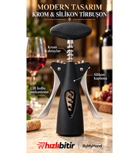 Professional Krom Metal Slikon Kaplama Tirbüşon Şarap Şişe Açacağı Türbişon Tirbişon