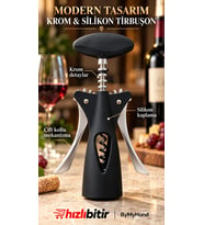 Professional Krom Metal Slikon Kaplama Tirbüşon Şarap Şişe Açacağı Türbişon Tirbişon