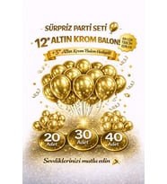 12" Krom Balon Seti  20 30 40 Adet (Gold Gümüş Rose Gold)  5'' Kom Balon Hediyeli Parti Süsleme Seti Doğum Günü Sürpriz (Altın)