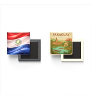 Buzdolap Magnetleri - Paraguay Bayrağı ve Paper Cut Tema - 2'li Set Magneti