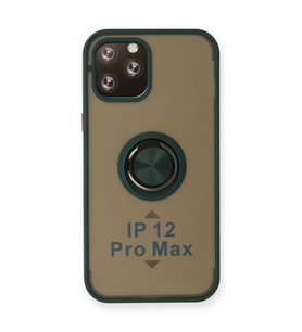 Iphone 12 Pro Kılıf Montreal Yüzüklü Silikon Kapak - Yeşil