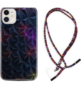 Apple iPhone 11 12 13 Mini Kılıf Boyun Asklı Rasta Silikon Renkli Prizmalar 1783