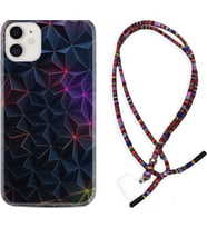 Apple iPhone 11 12 13 Mini Kılıf Boyun Asklı Rasta Silikon Renkli Prizmalar 1783