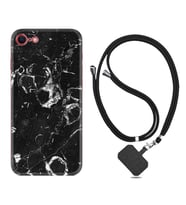Apple iPhone 5 6 7 8 Plus Se XR Kılıf Boyun Askılı Silikon Black Hole Marble 1387