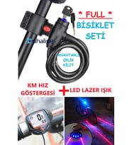 Bisiklet Motosiklet Kilidi Anahtarlı Çelik Kilit+KM Hız Göstergesi + LED Lazer Işık Hediye FULL SET (Siyah)