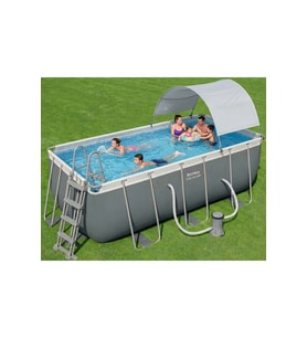 Bestway Steel Pro MAX Yer Üstü Gölgelikli Prefabrik Dikdörtgen Havuz Seti 412 cm x 201 cm x 122 cm 56456 BW594