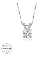 Swarovski Taşlı Gümüş Tektaş Bayan Kolye