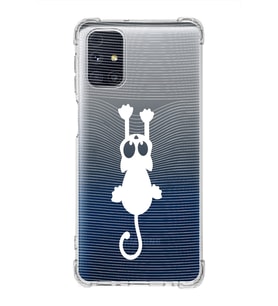 Samsung Galaxy M31s  Köşe Korumalı Antişok Kapak  Çizgi Kedi Tasarımlı Şeffaf  Kılıf