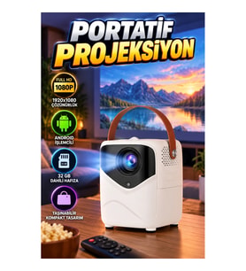 HD Android İşlemcili Ayaklı Portatif Projeksiyon Cihazı 1920x1080 Çözünürlük 32 GB