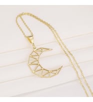 Minimal Origami Hilal Ay Kolye 925K Gümüş (Gold)