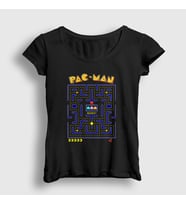 Presmono Kadın Siyah Map Pac Man Pacman T-Shirt 312088tt