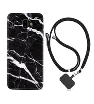 Samsung J6 Plus J7 Prime J7 Pro M20 Kılıf Boyun Askılı Silikon Siyah Şerit Mermer 1318